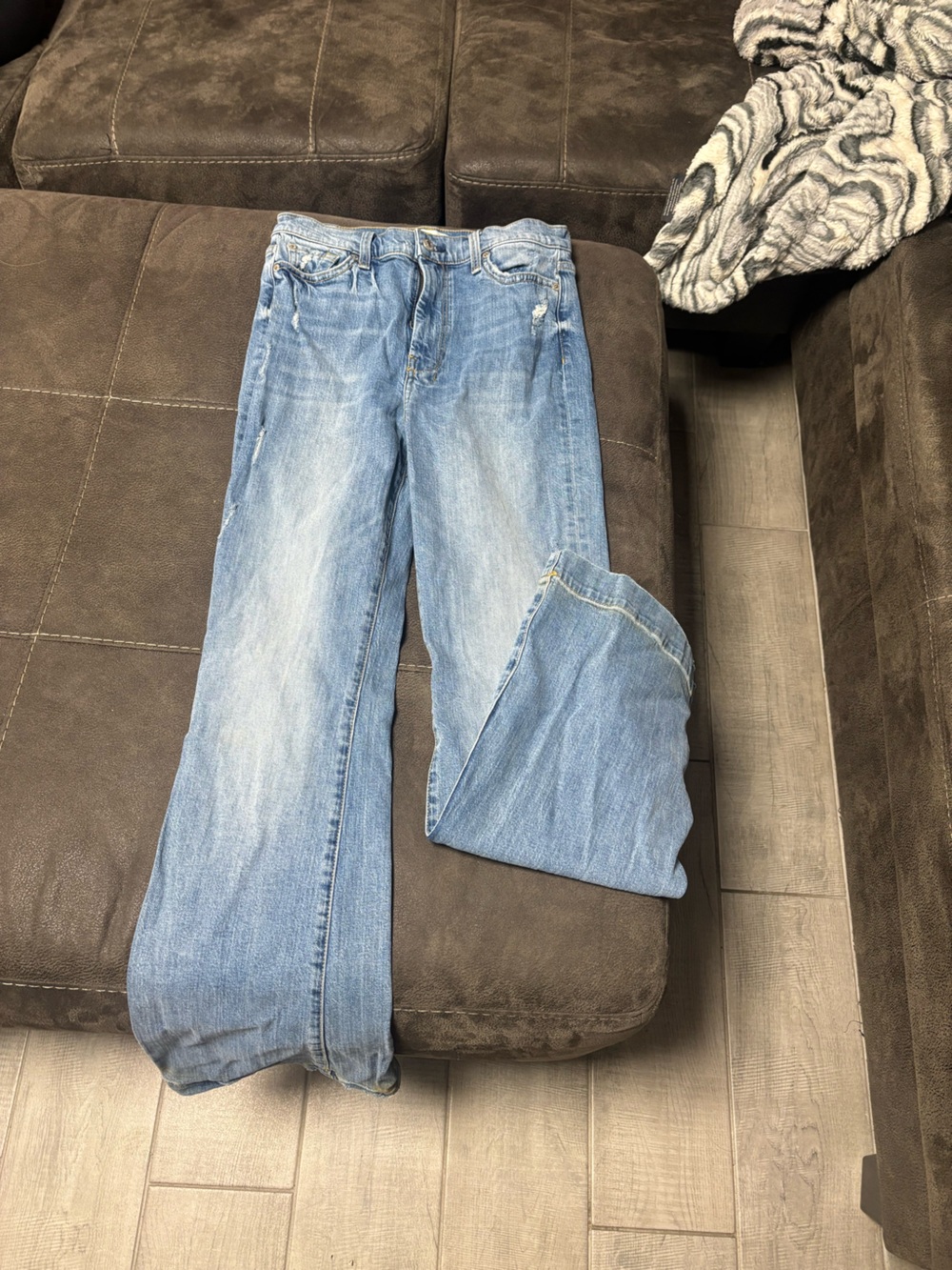 7 For All Mankind Light Blue Flared Wide-Leg Jeans